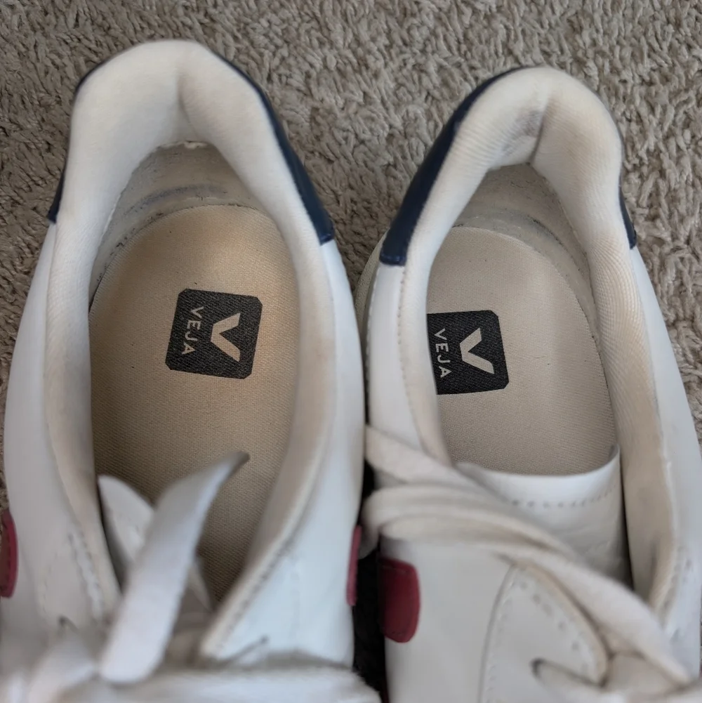 Veja V-12 Leather Men's White Sneakers Marsala Nautico Size 10.5 - Picture 6 of 10